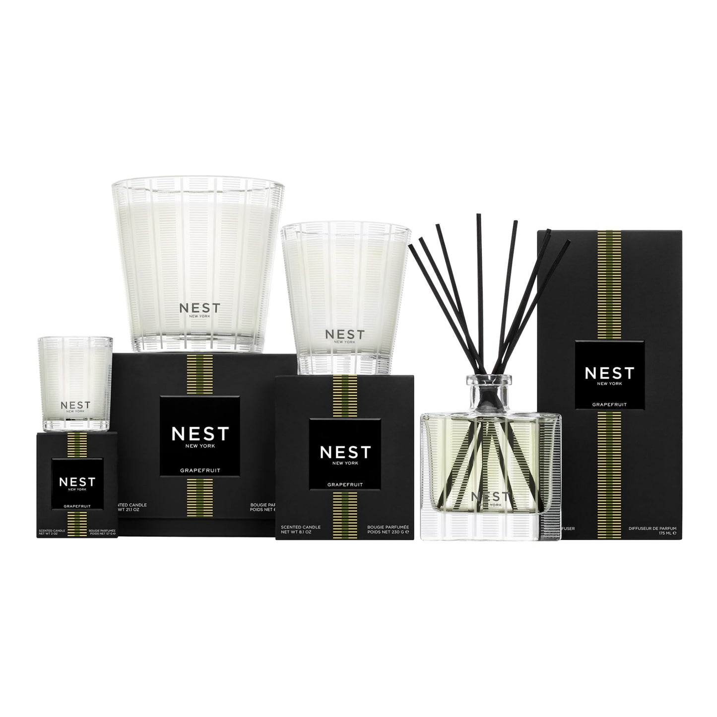 NEST New York Scented Classic Candle, Amber & Incense - 8.1 oz - Up to 60-Hour Burn Time - Reusable Glass Vessel