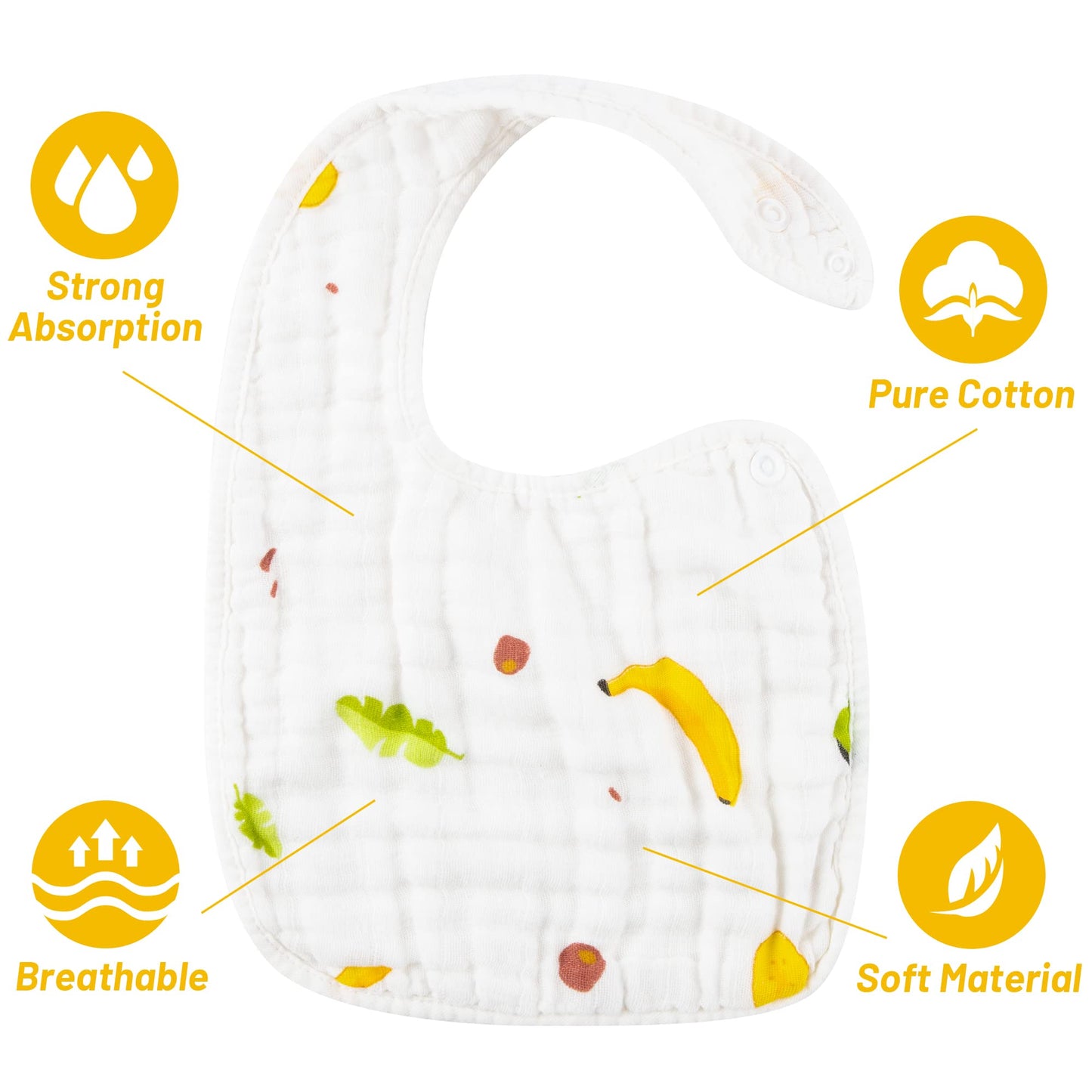 Zainpe 6Pcs Snap Muslin Cotton Bibs for Baby Love Heart Milk Letter Pattern Bib with 6 Absorbent Soft Layers, Machine Washable Burp Cloths for Infants Newborns Toddlers Drooling Feeding and Teething