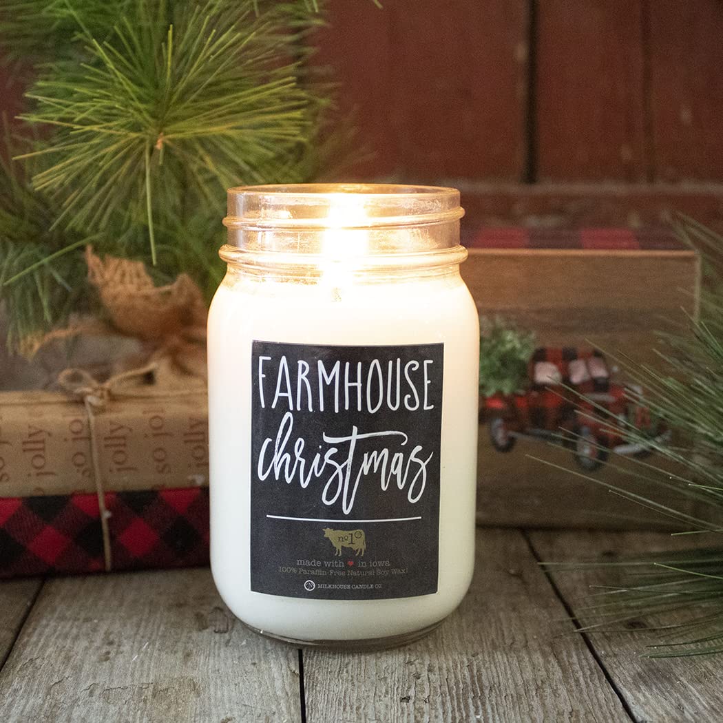 Milkhouse Candle Company - Balsam & Cedar - 26oz Beeswax and Soy Candles - Farmhouse Collection - 100% Natural, Paraffin Free, with Premium Fragrance Oil, Glass Jars with Lids