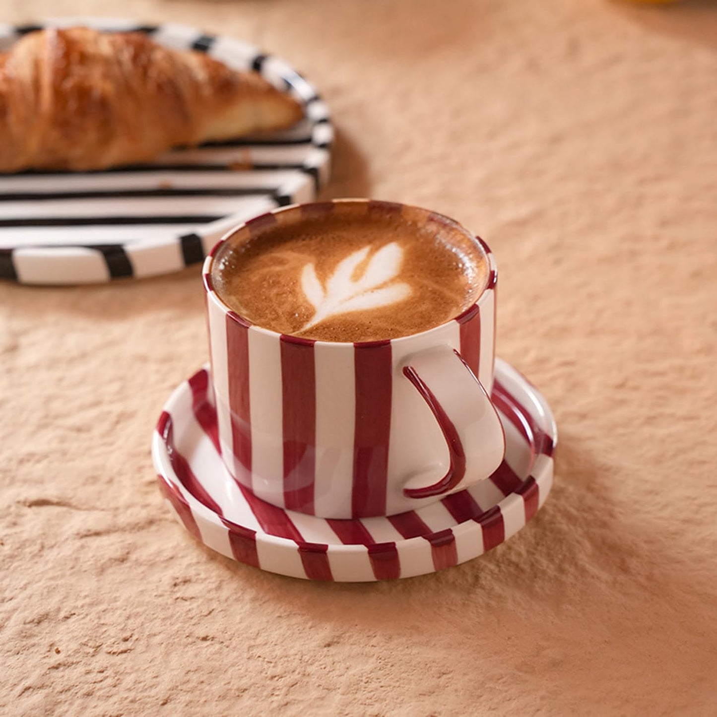 8 Oz Ceramic Coffee Mug Espresso Cups with Saucer Mug And Saucer Set Cup And Saucer Coffee Cups with Saucers Coffee Cups And Saucers,Black