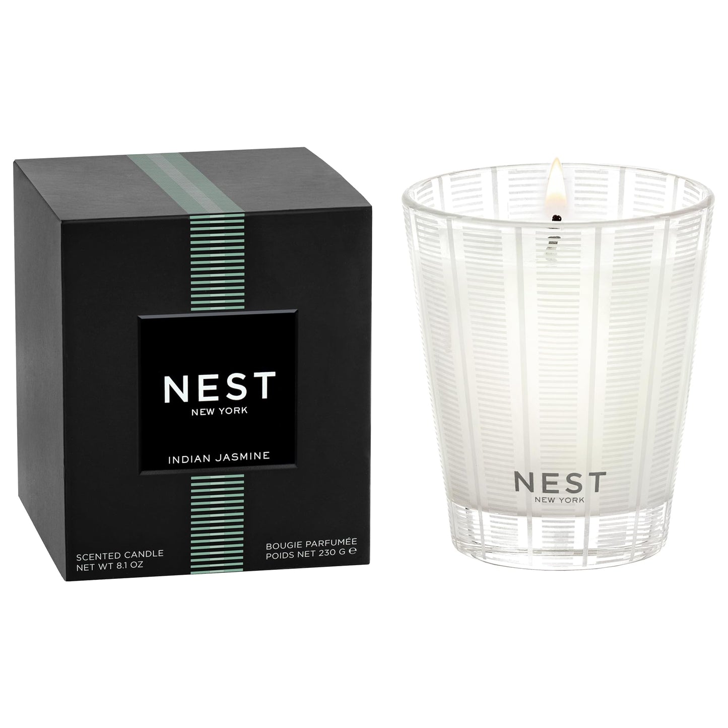 NEST New York Scented Classic Candle, Amber & Incense - 8.1 oz - Up to 60-Hour Burn Time - Reusable Glass Vessel