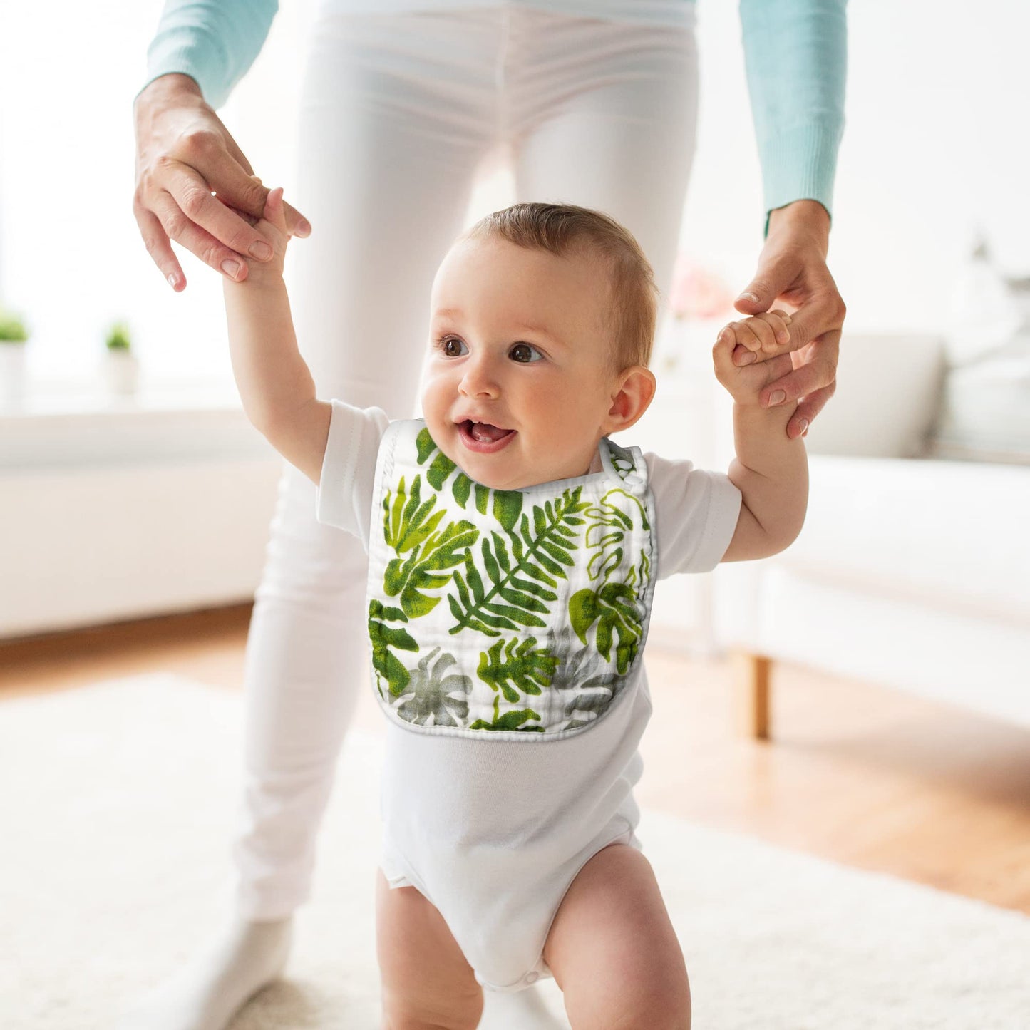 Zainpe 6Pcs Snap Muslin Cotton Bibs for Baby Love Heart Milk Letter Pattern Bib with 6 Absorbent Soft Layers, Machine Washable Burp Cloths for Infants Newborns Toddlers Drooling Feeding and Teething