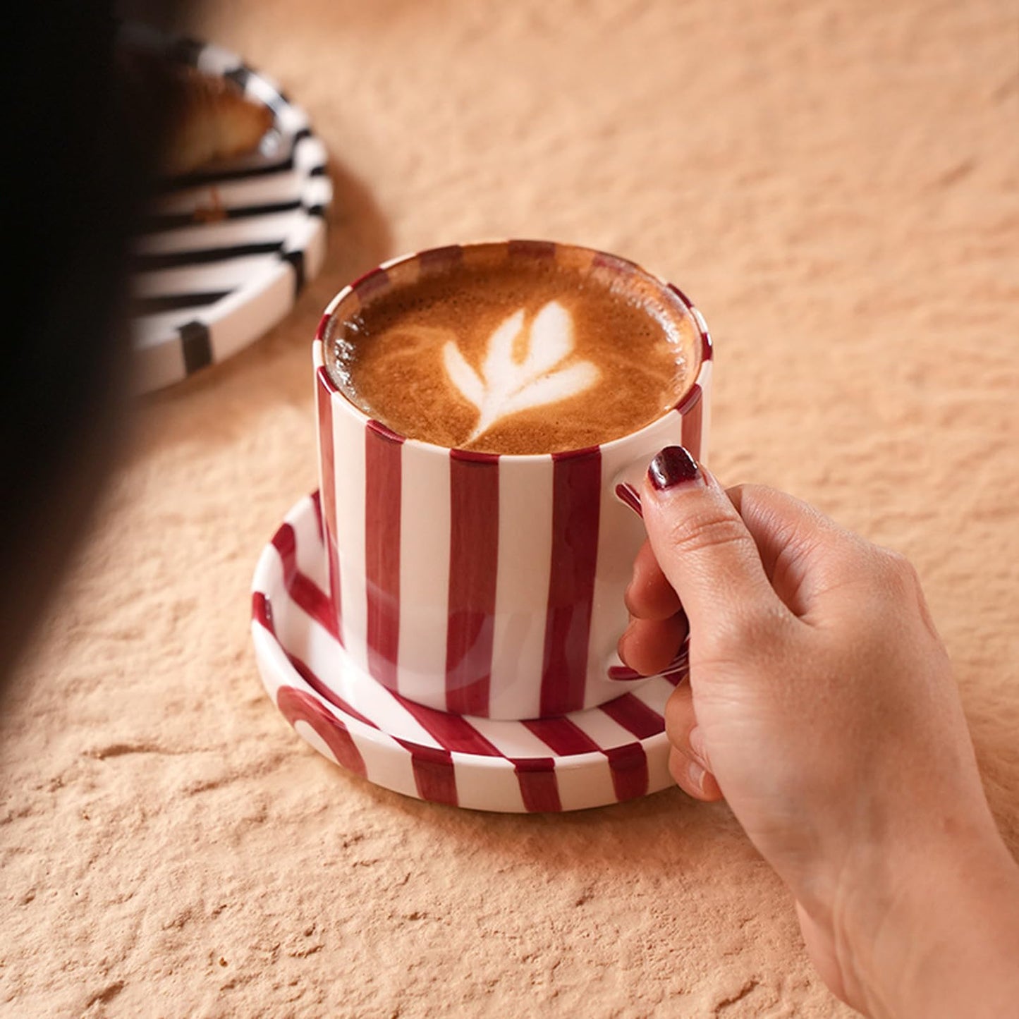 8 Oz Ceramic Coffee Mug Espresso Cups with Saucer Mug And Saucer Set Cup And Saucer Coffee Cups with Saucers Coffee Cups And Saucers,Black