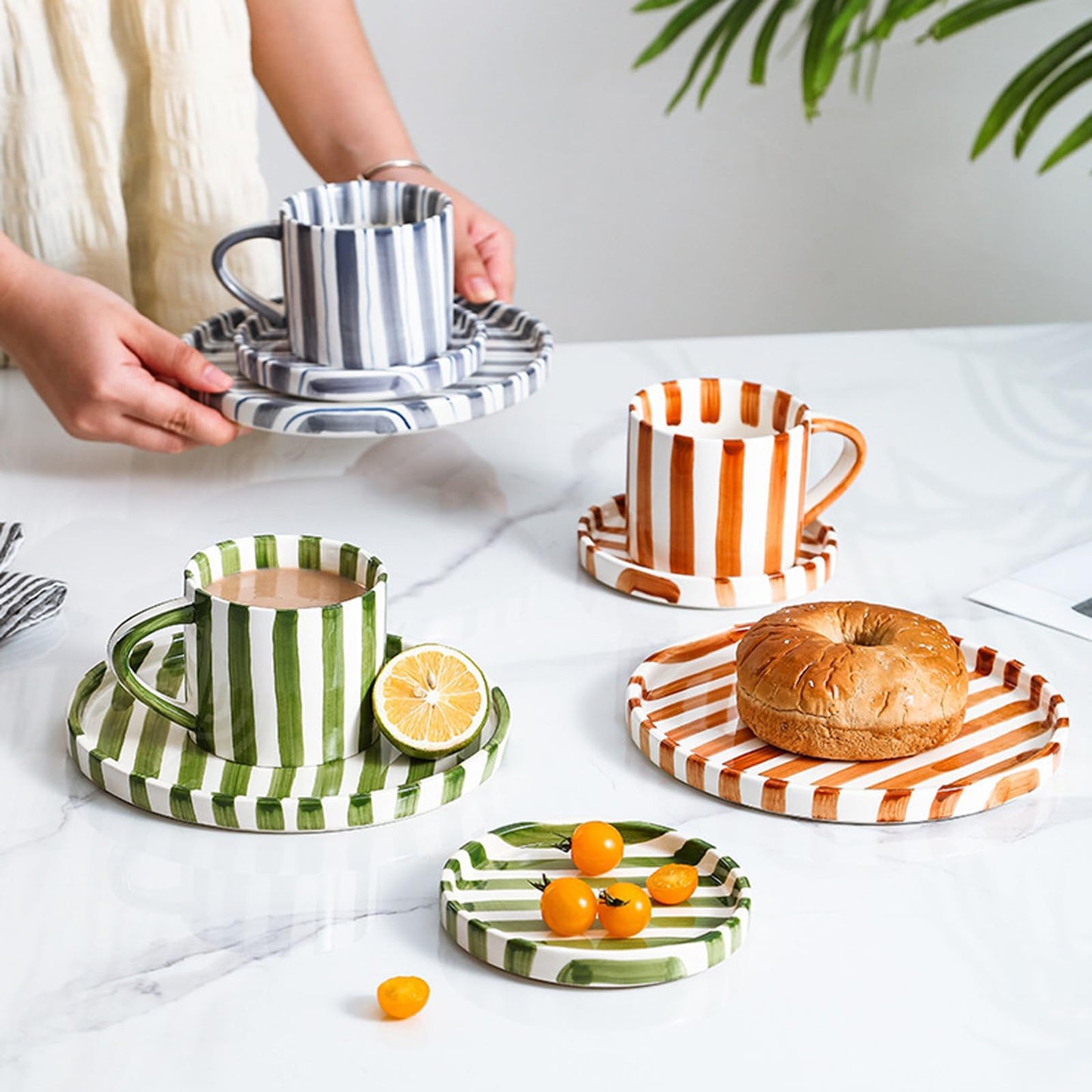 8 Oz Ceramic Coffee Mug Espresso Cups with Saucer Mug And Saucer Set Cup And Saucer Coffee Cups with Saucers Coffee Cups And Saucers,Black