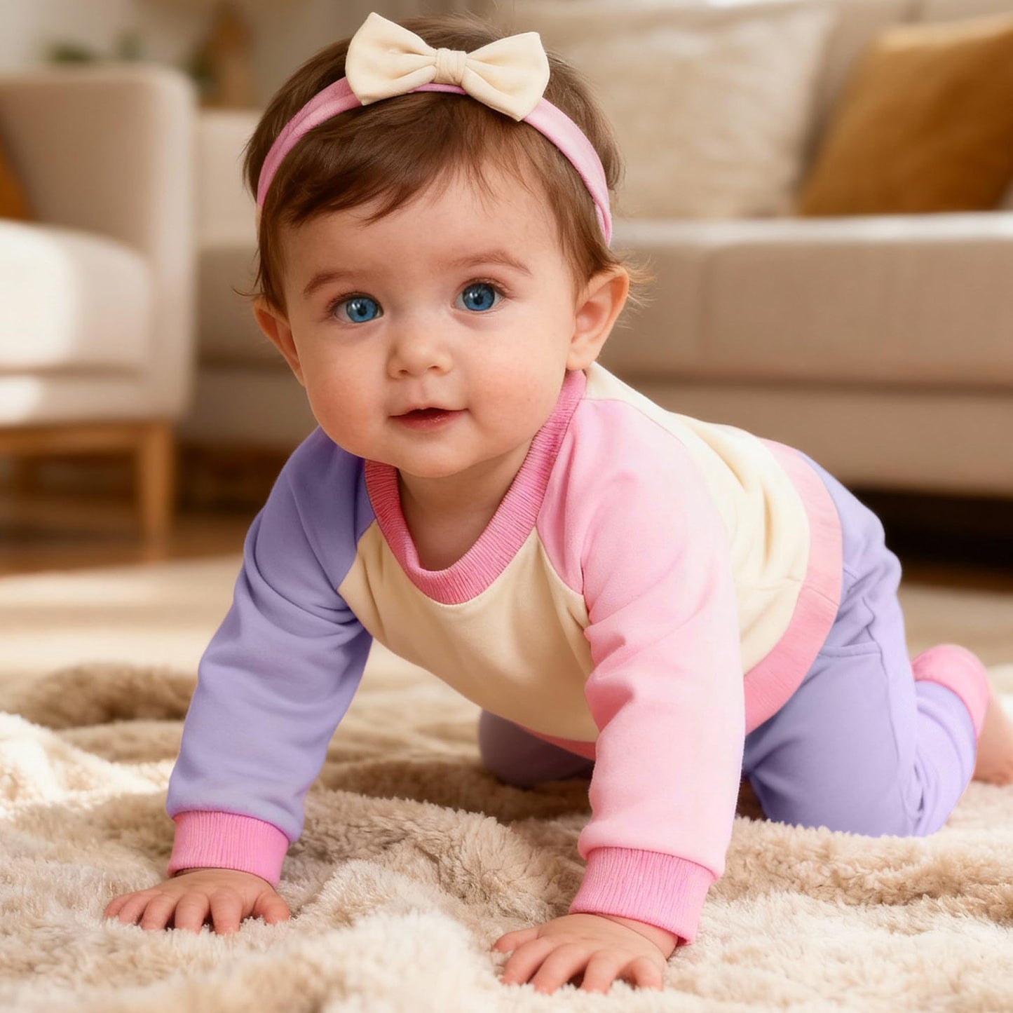 AMAWMW Infant Baby Girl Clothes Long Sleeve Loose Sweatshirts Pockets Pants Headband Outfits Fall Winter Spring Gift