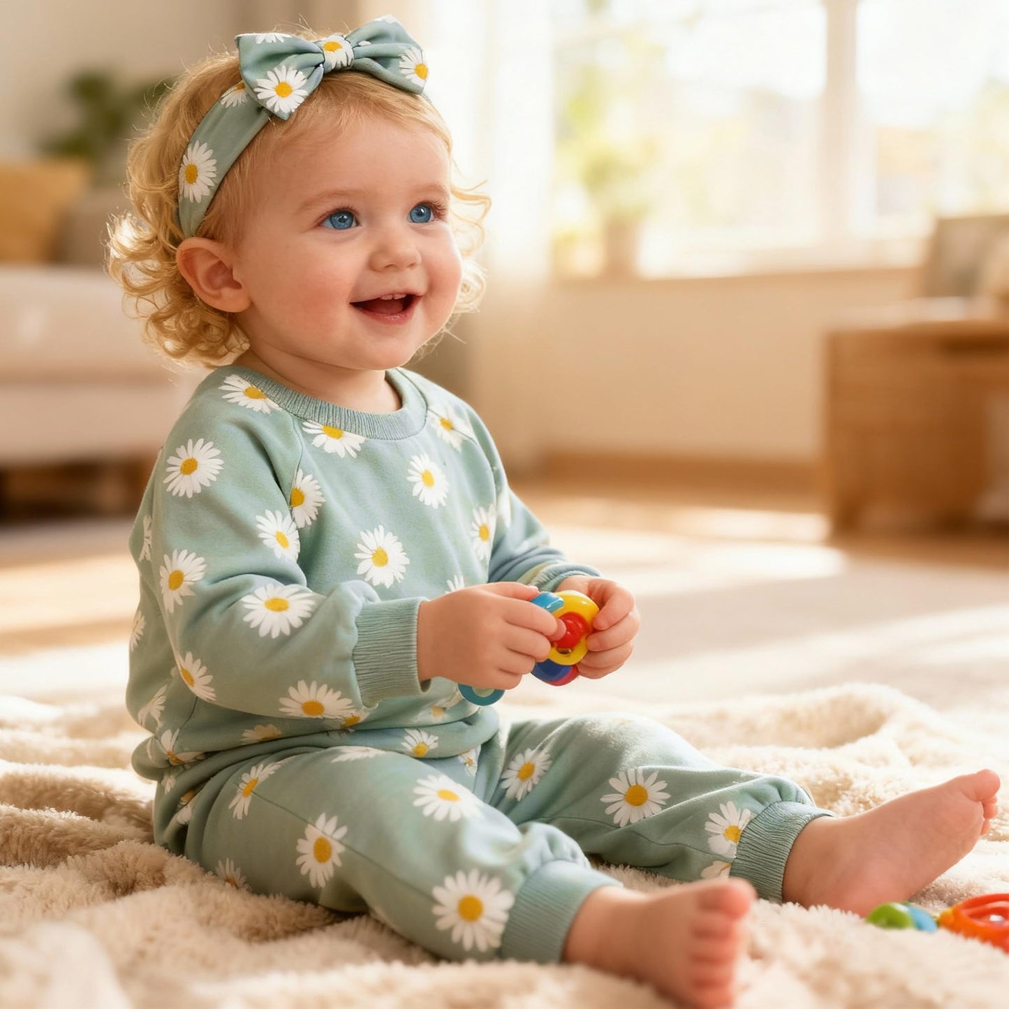 AMAWMW Infant Baby Girl Clothes Long Sleeve Loose Sweatshirts Pockets Pants Headband Outfits Fall Winter Spring Gift