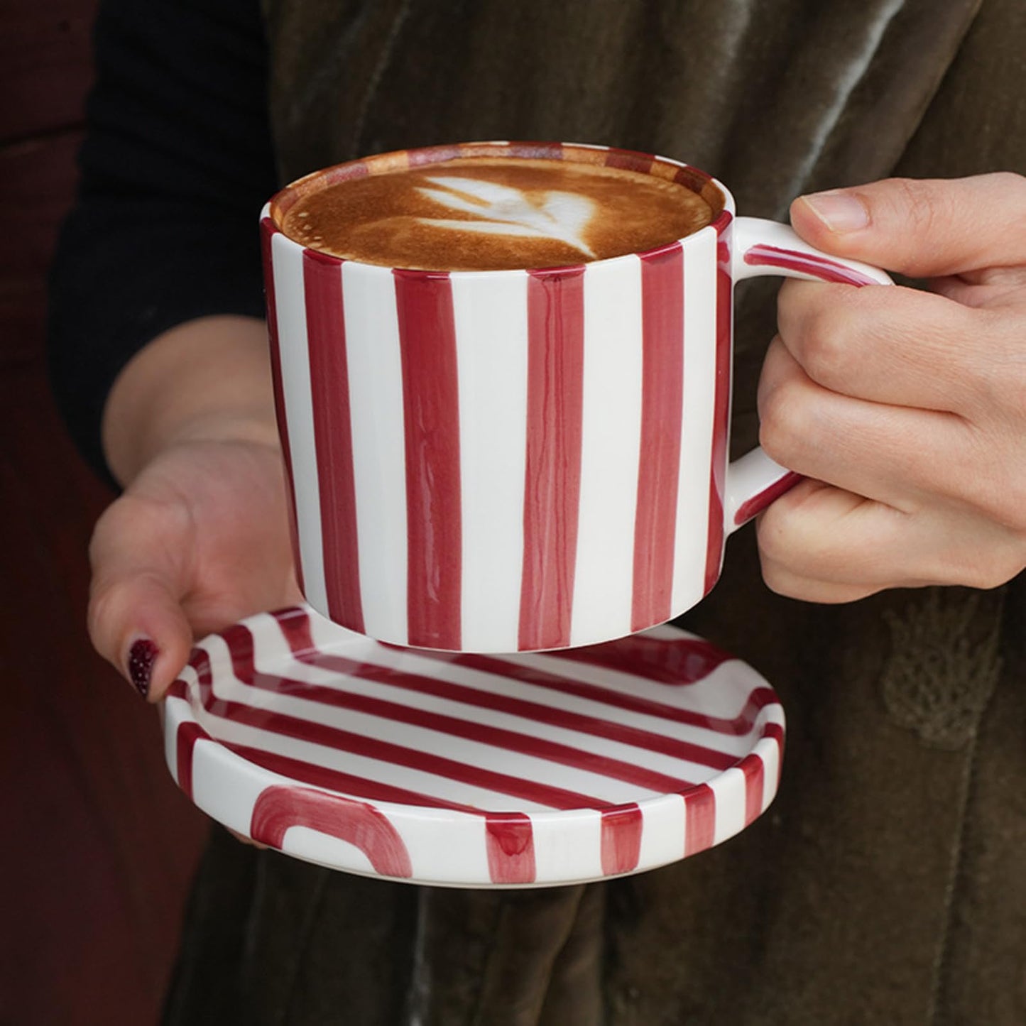 8 Oz Ceramic Coffee Mug Espresso Cups with Saucer Mug And Saucer Set Cup And Saucer Coffee Cups with Saucers Coffee Cups And Saucers,Black