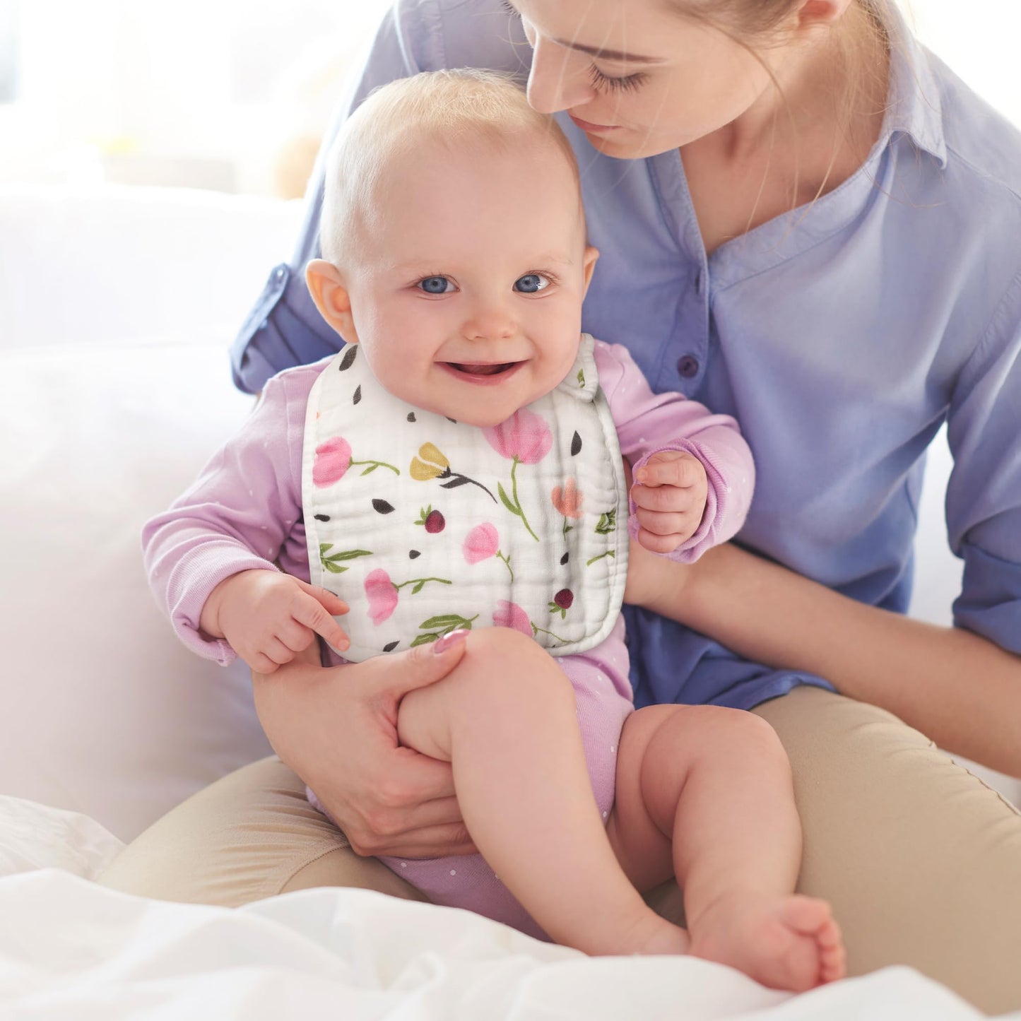 Zainpe 6Pcs Snap Muslin Cotton Bibs for Baby Love Heart Milk Letter Pattern Bib with 6 Absorbent Soft Layers, Machine Washable Burp Cloths for Infants Newborns Toddlers Drooling Feeding and Teething