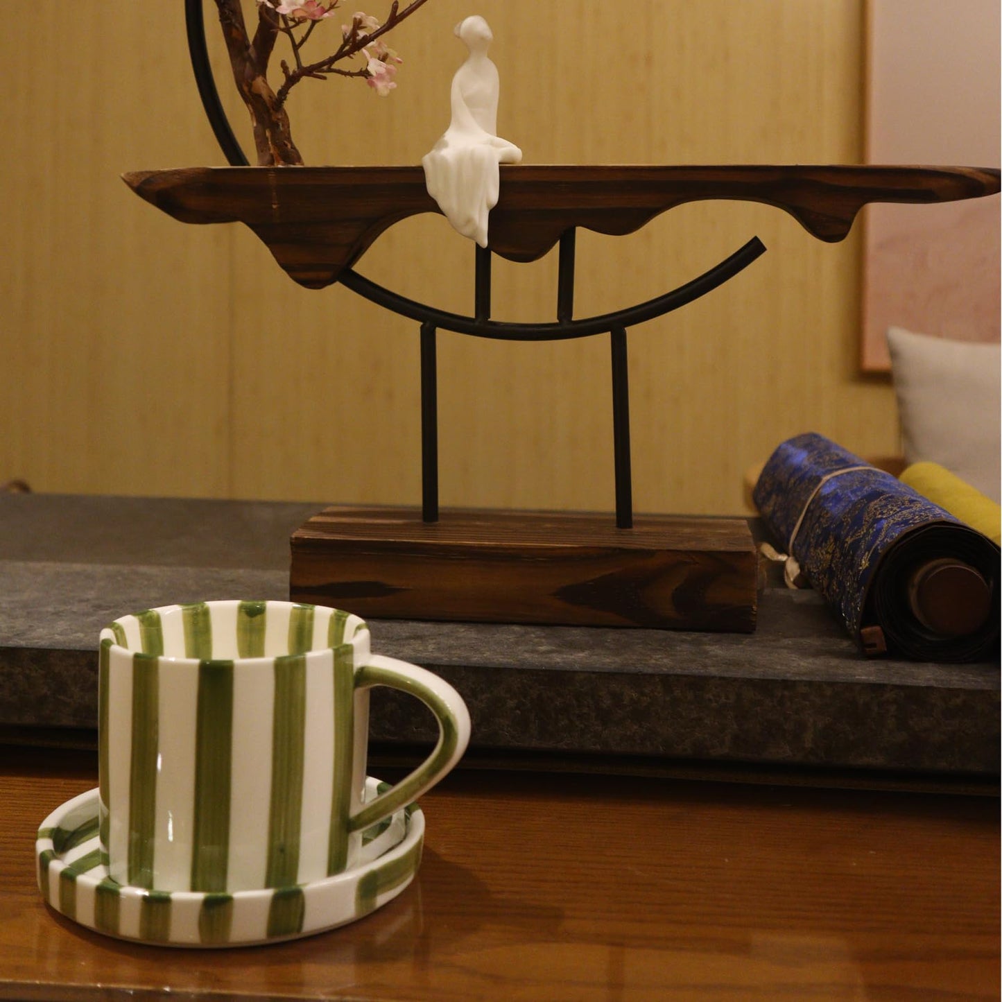 8 Oz Ceramic Coffee Mug Espresso Cups with Saucer Mug And Saucer Set Cup And Saucer Coffee Cups with Saucers Coffee Cups And Saucers,Black