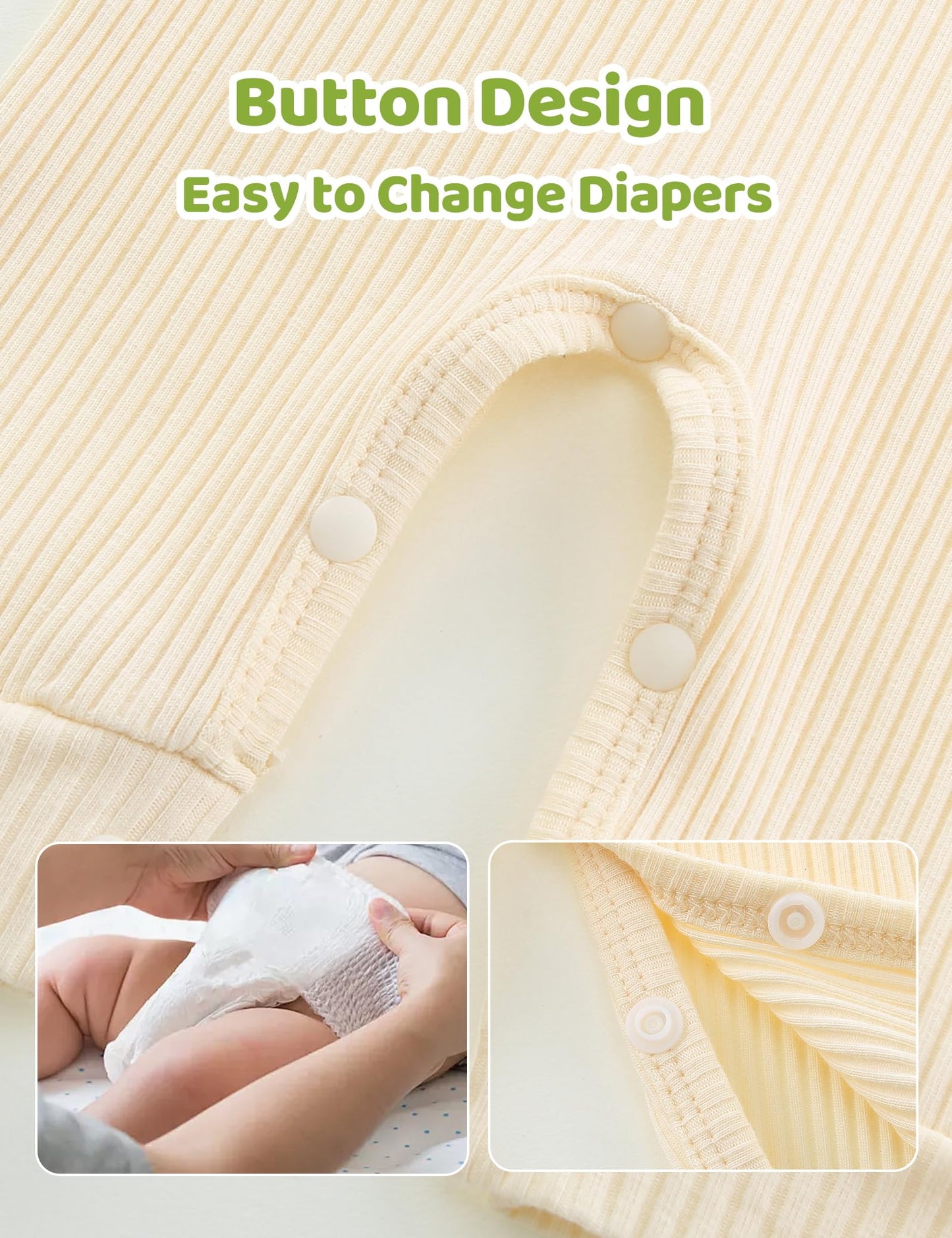 Newborn Unisex Baby Clothes 0-3 Months,Long Sleeve Onesie Infant Coming Home Outfits Romper with Mittens & Hat