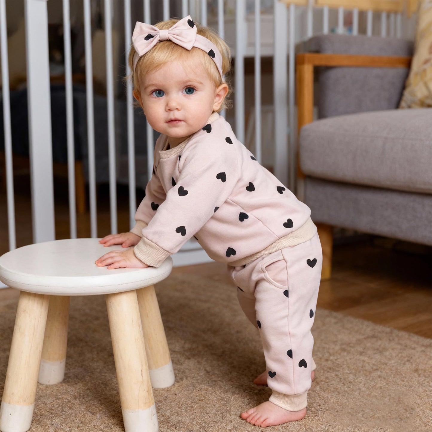 AMAWMW Infant Baby Girl Clothes Long Sleeve Loose Sweatshirts Pockets Pants Headband Outfits Fall Winter Spring Gift