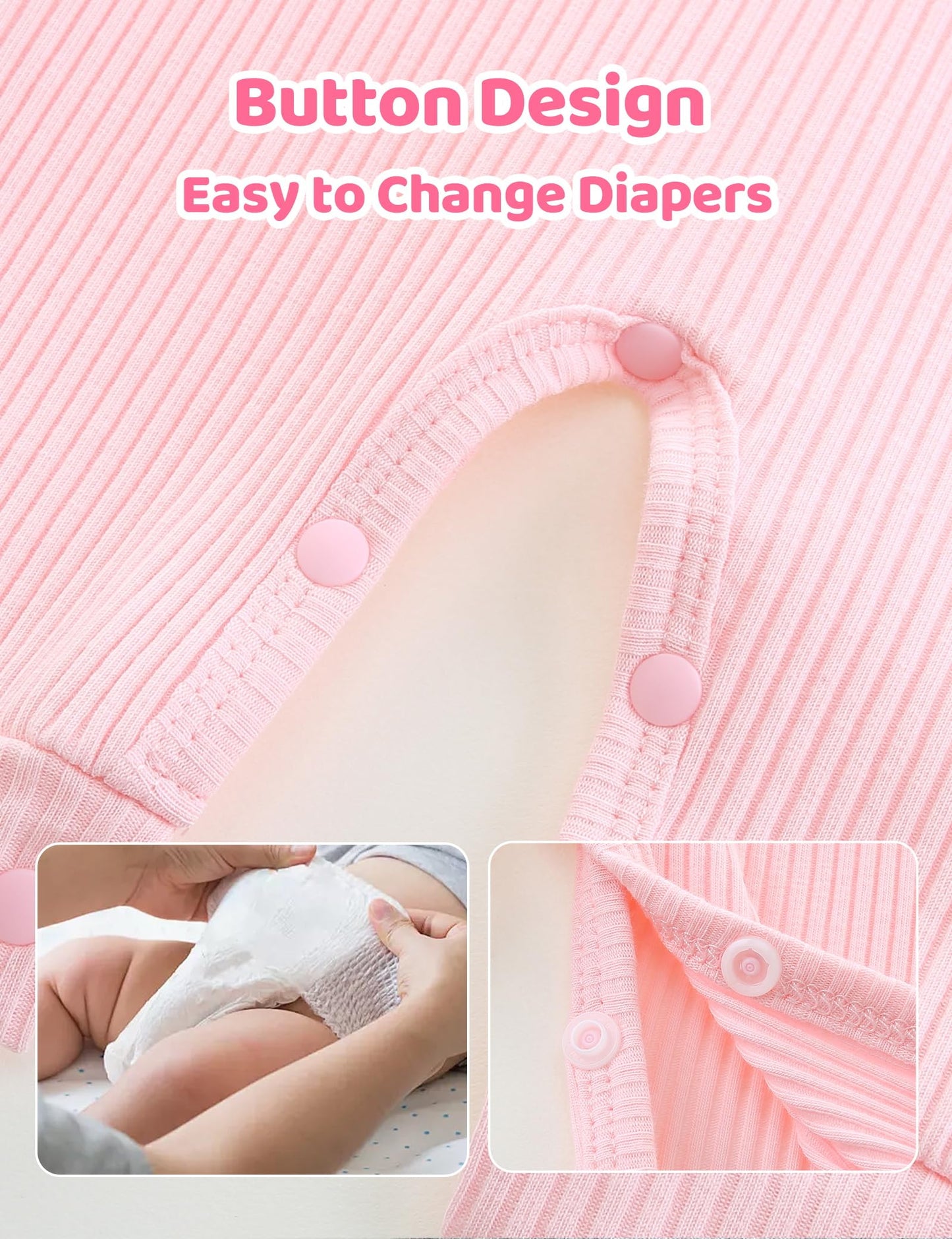 Newborn Unisex Baby Clothes 0-3 Months,Long Sleeve Onesie Infant Coming Home Outfits Romper with Mittens & Hat