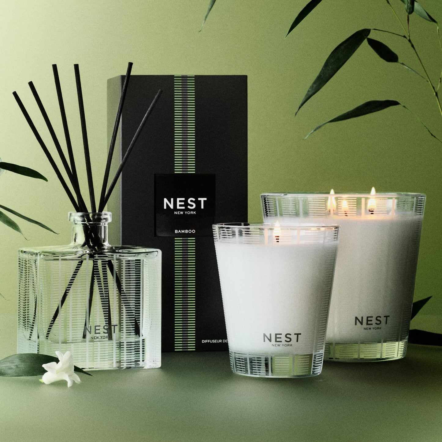 NEST New York Scented Classic Candle, Amber & Incense - 8.1 oz - Up to 60-Hour Burn Time - Reusable Glass Vessel