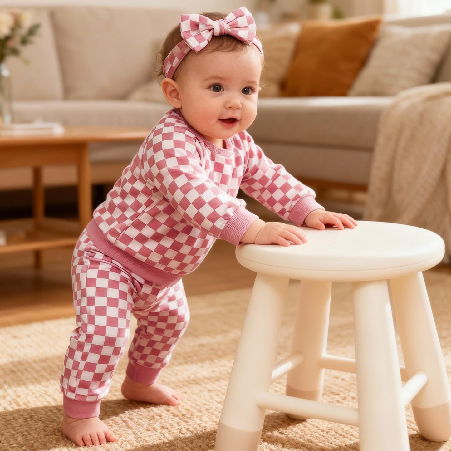 AMAWMW Infant Baby Girl Clothes Long Sleeve Loose Sweatshirts Pockets Pants Headband Outfits Fall Winter Spring Gift