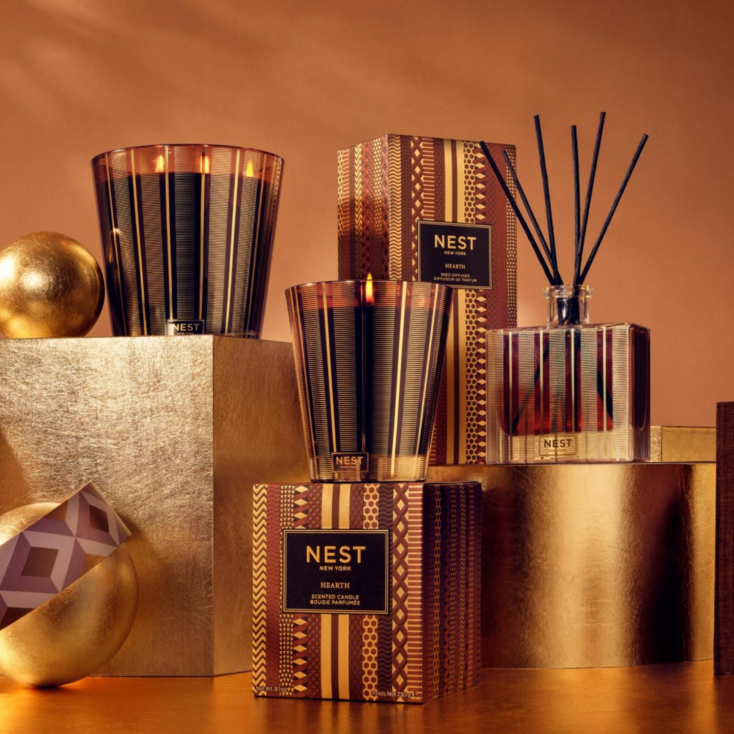 NEST New York Scented Classic Candle, Amber & Incense - 8.1 oz - Up to 60-Hour Burn Time - Reusable Glass Vessel