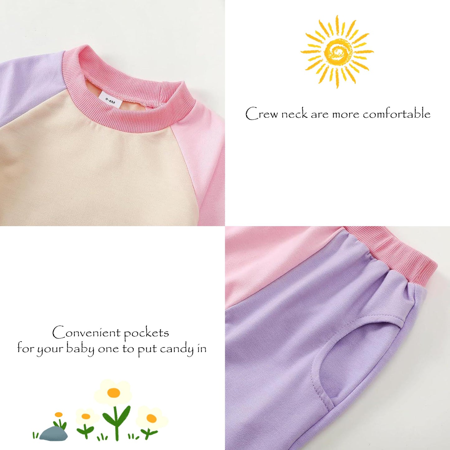 AMAWMW Infant Baby Girl Clothes Long Sleeve Loose Sweatshirts Pockets Pants Headband Outfits Fall Winter Spring Gift