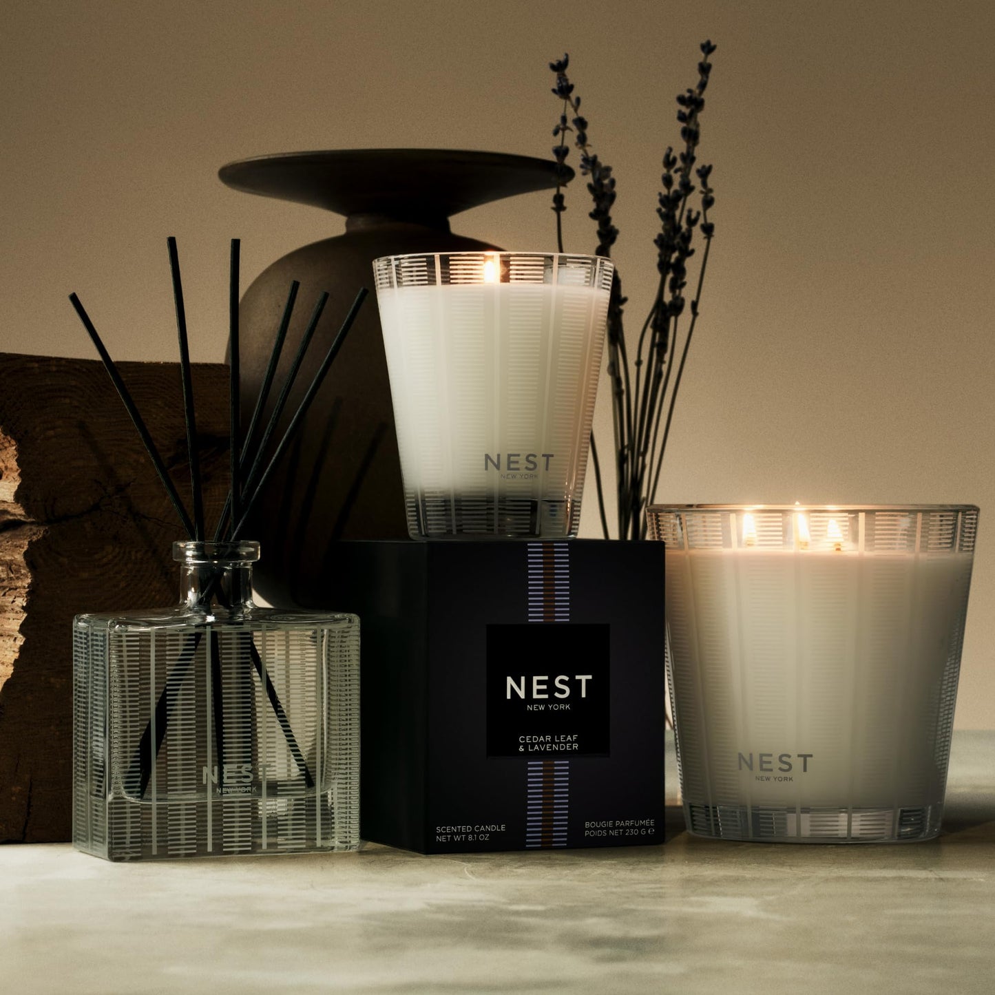 NEST New York Scented Classic Candle, Amber & Incense - 8.1 oz - Up to 60-Hour Burn Time - Reusable Glass Vessel