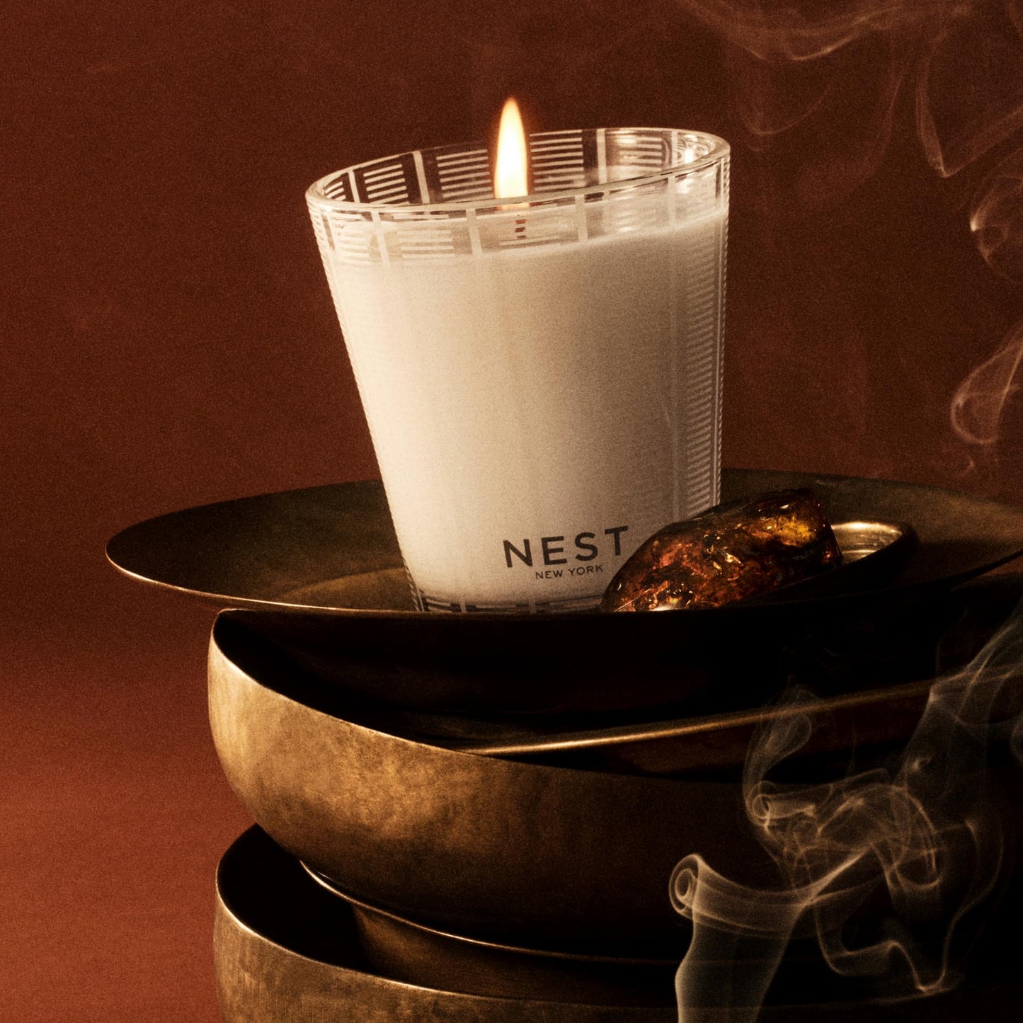NEST New York Scented Classic Candle, Amber & Incense - 8.1 oz - Up to 60-Hour Burn Time - Reusable Glass Vessel