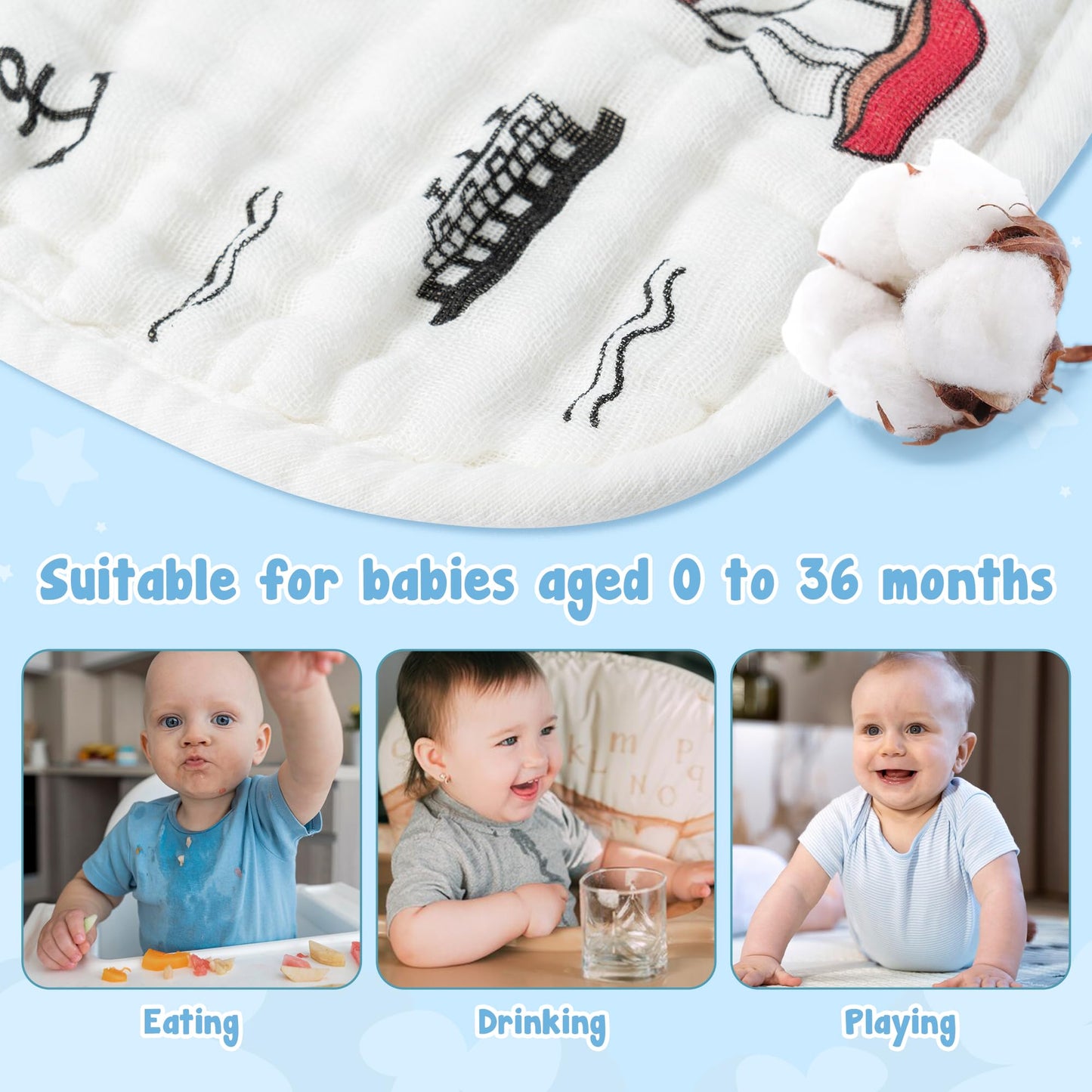 Zainpe 6Pcs Snap Muslin Cotton Bibs for Baby Love Heart Milk Letter Pattern Bib with 6 Absorbent Soft Layers, Machine Washable Burp Cloths for Infants Newborns Toddlers Drooling Feeding and Teething