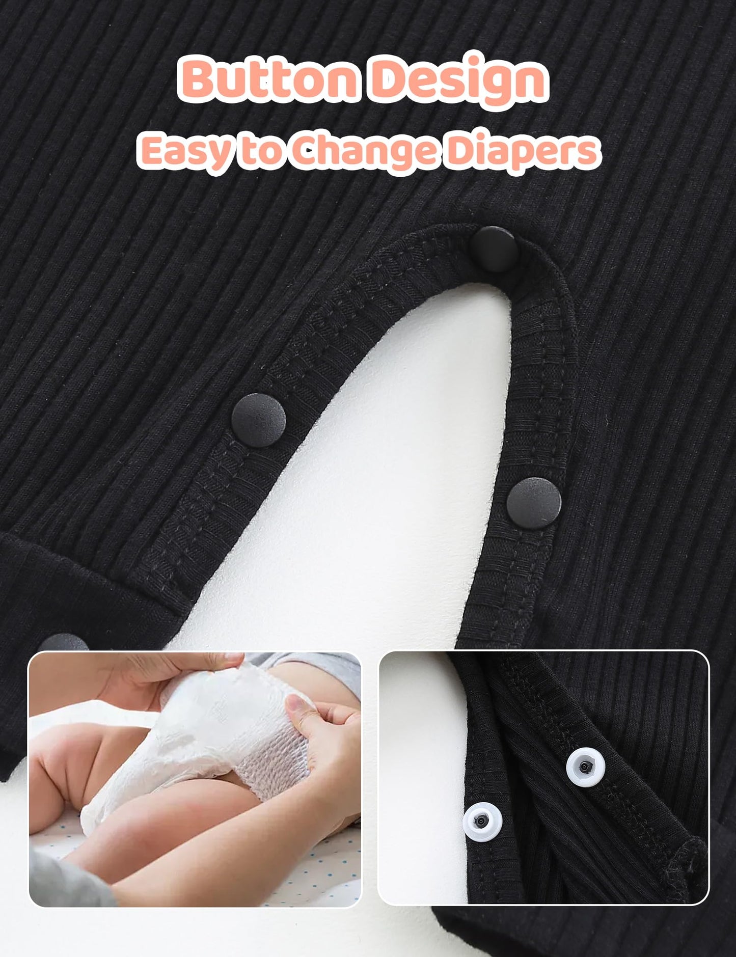 Newborn Unisex Baby Clothes 0-3 Months,Long Sleeve Onesie Infant Coming Home Outfits Romper with Mittens & Hat