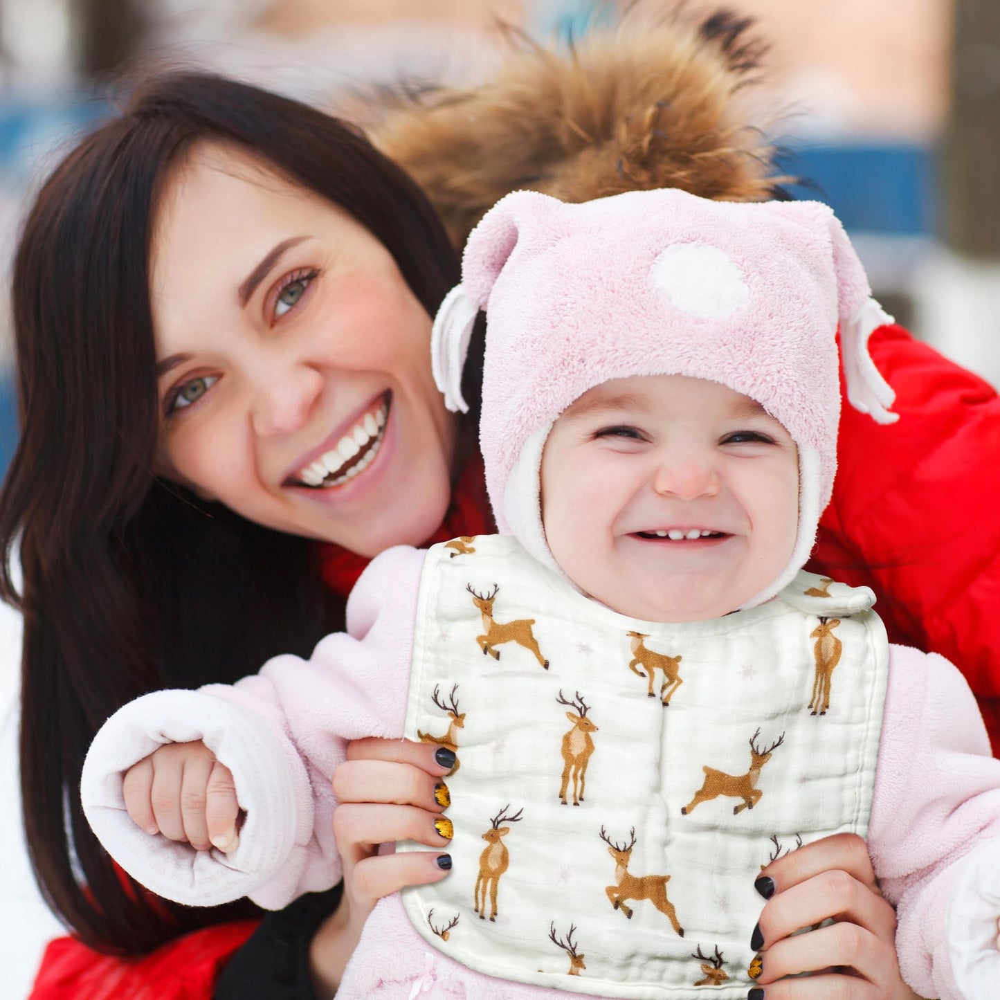 Zainpe 6Pcs Snap Muslin Cotton Bibs for Baby Love Heart Milk Letter Pattern Bib with 6 Absorbent Soft Layers, Machine Washable Burp Cloths for Infants Newborns Toddlers Drooling Feeding and Teething