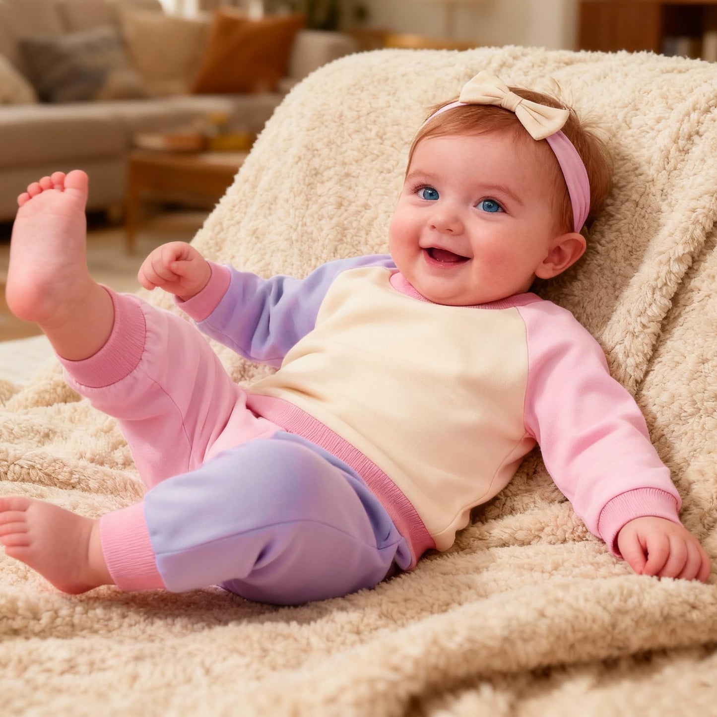 AMAWMW Infant Baby Girl Clothes Long Sleeve Loose Sweatshirts Pockets Pants Headband Outfits Fall Winter Spring Gift