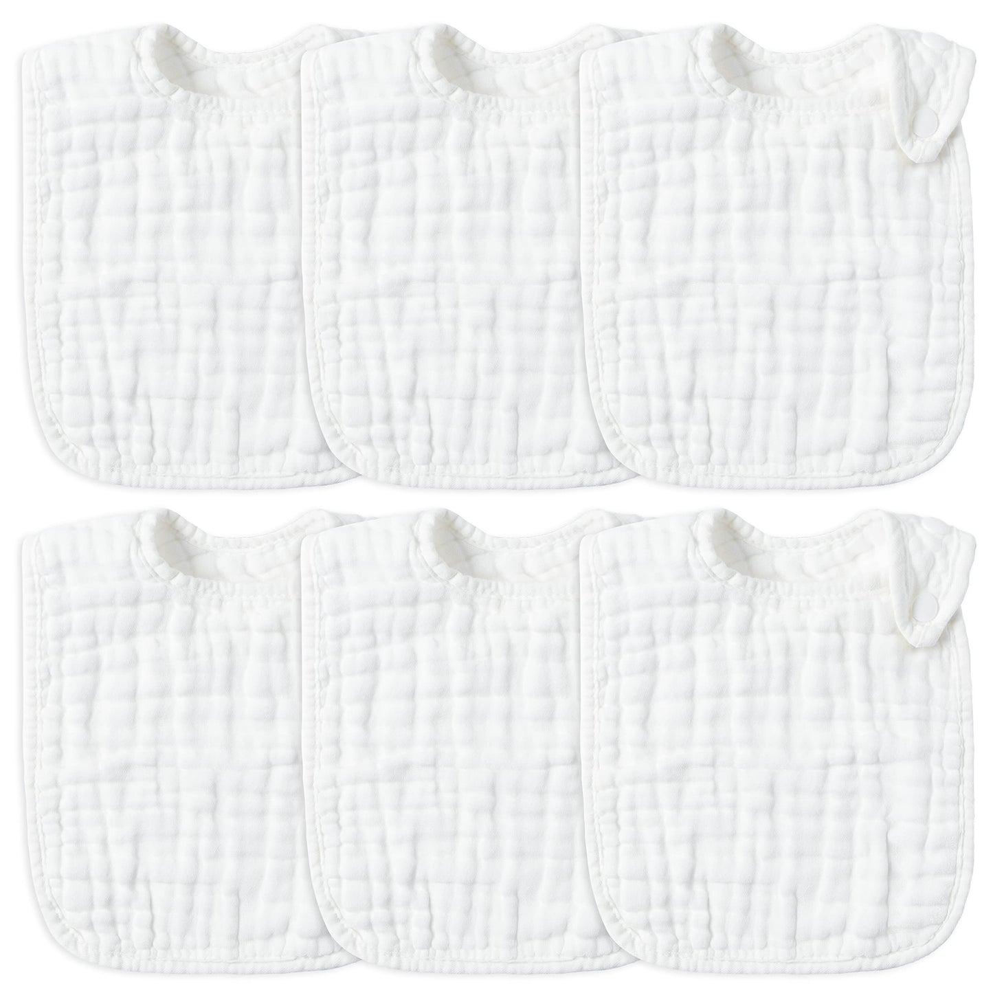 Zainpe 6Pcs Snap Muslin Cotton Bibs for Baby Love Heart Milk Letter Pattern Bib with 6 Absorbent Soft Layers, Machine Washable Burp Cloths for Infants Newborns Toddlers Drooling Feeding and Teething