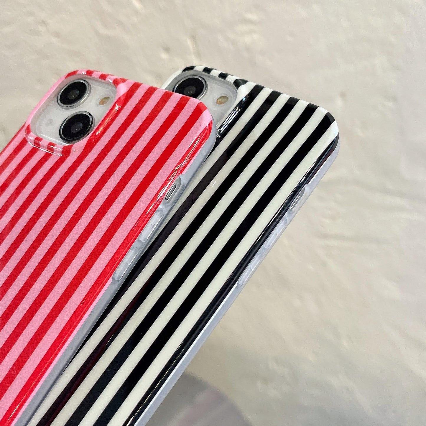 Cute Striped Phone Case Compatible with iPhone 14/13 6.1",Aesthetic Trendy Retro Stripe Pattern Chic Pretty Stylish Protective Girls Women Cover for iPhone 14/13-Black White