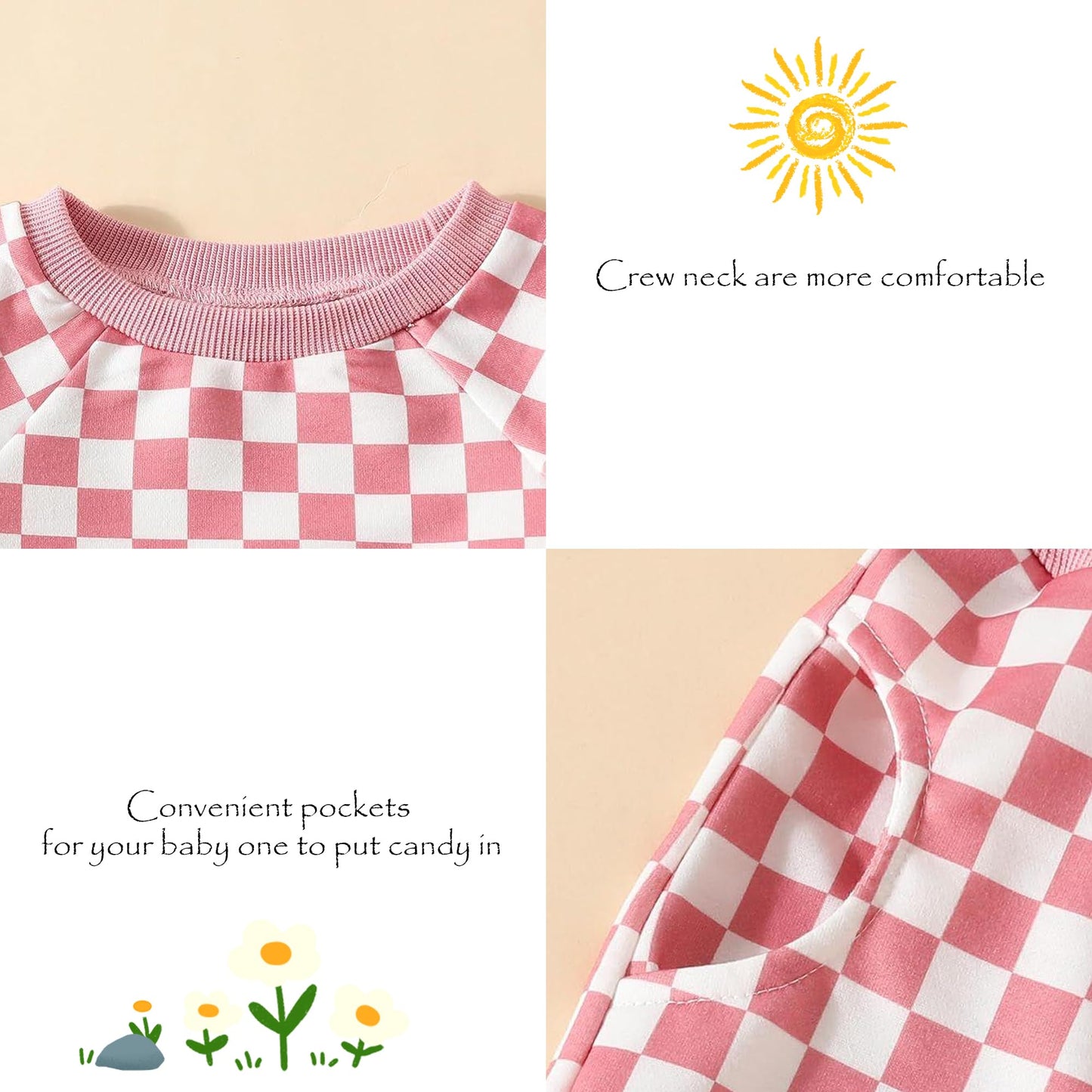 AMAWMW Infant Baby Girl Clothes Long Sleeve Loose Sweatshirts Pockets Pants Headband Outfits Fall Winter Spring Gift