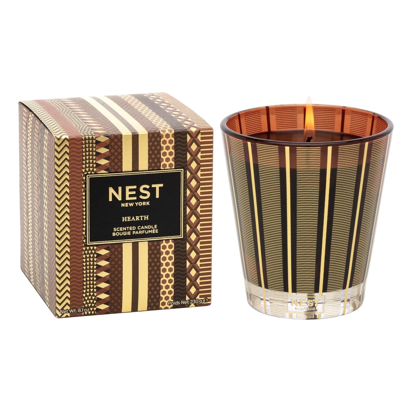 NEST New York Scented Classic Candle, Amber & Incense - 8.1 oz - Up to 60-Hour Burn Time - Reusable Glass Vessel