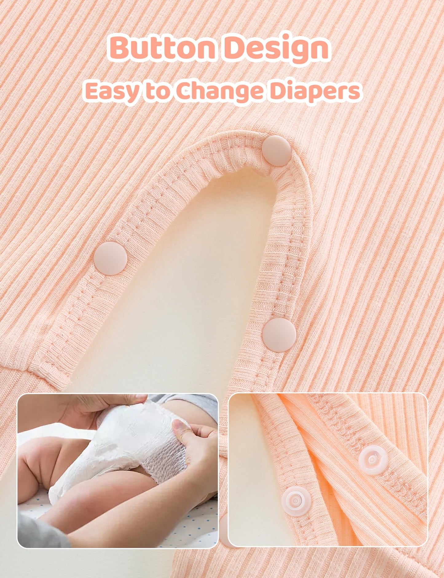 Newborn Unisex Baby Clothes 0-3 Months,Long Sleeve Onesie Infant Coming Home Outfits Romper with Mittens & Hat