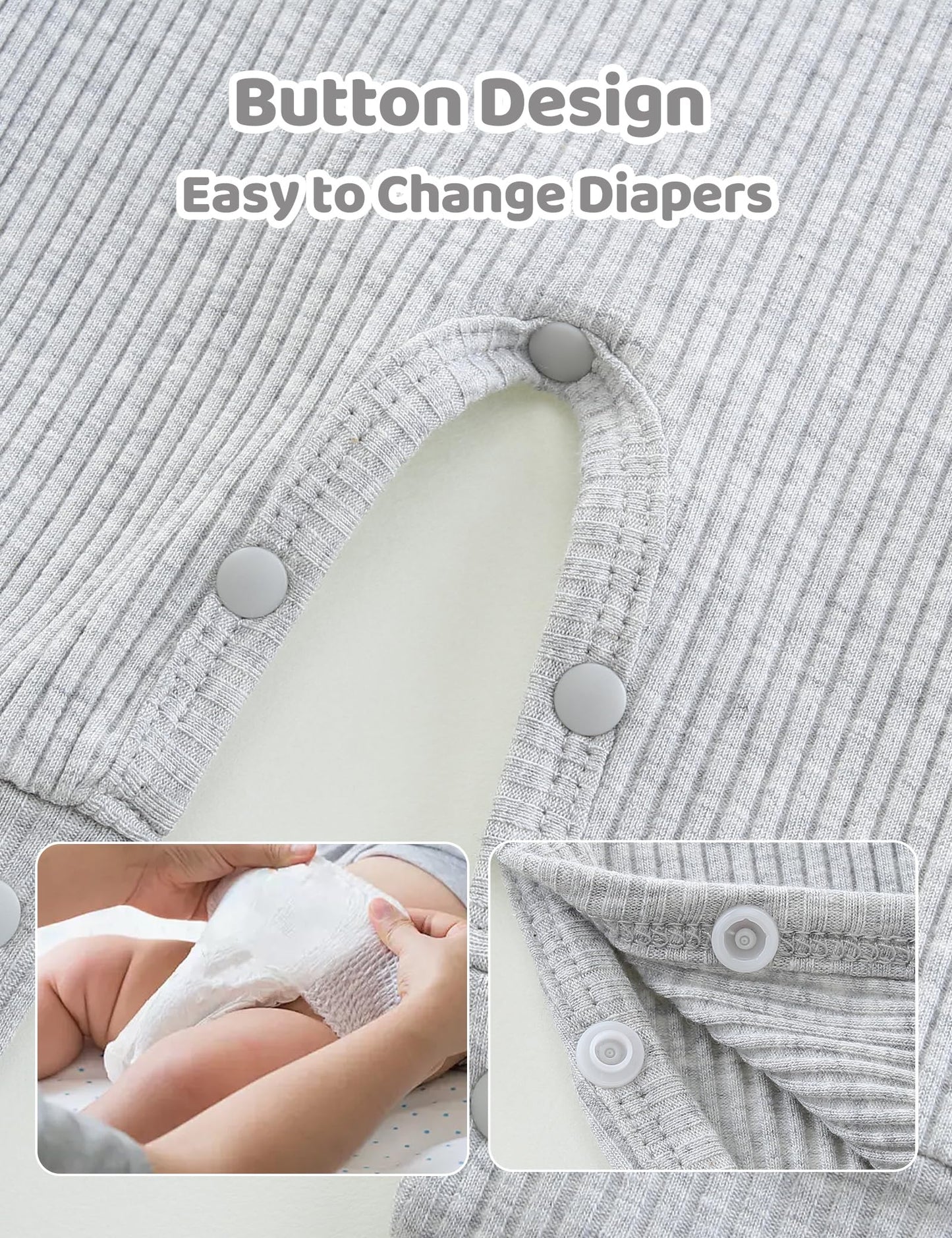 Newborn Unisex Baby Clothes 0-3 Months,Long Sleeve Onesie Infant Coming Home Outfits Romper with Mittens & Hat